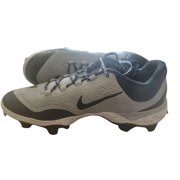 Nike Alpha Huarache Elite 4 Low Baseball Cleats Grey Black Mens 15 FD6221-002